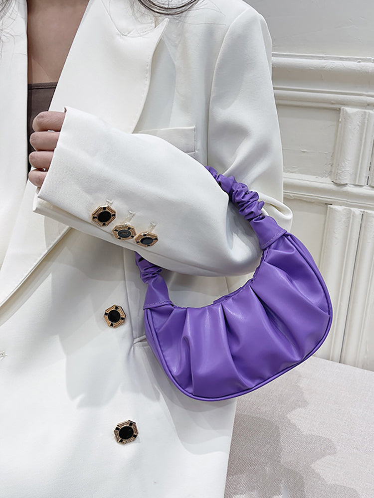 Women's Pleated Solid Color Shoulder Bag