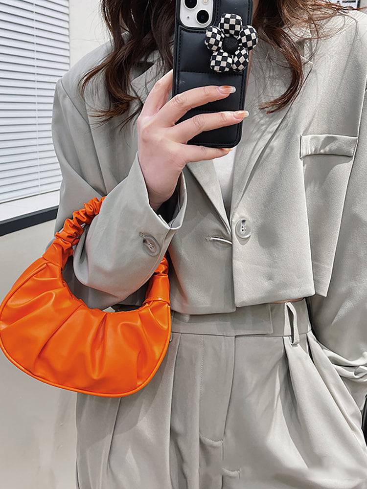 Women's Pleated Solid Color Shoulder Bag
