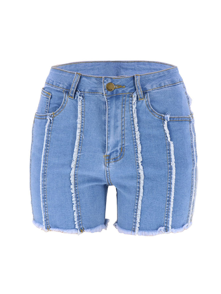 Denim Cropped Jacket Short Set