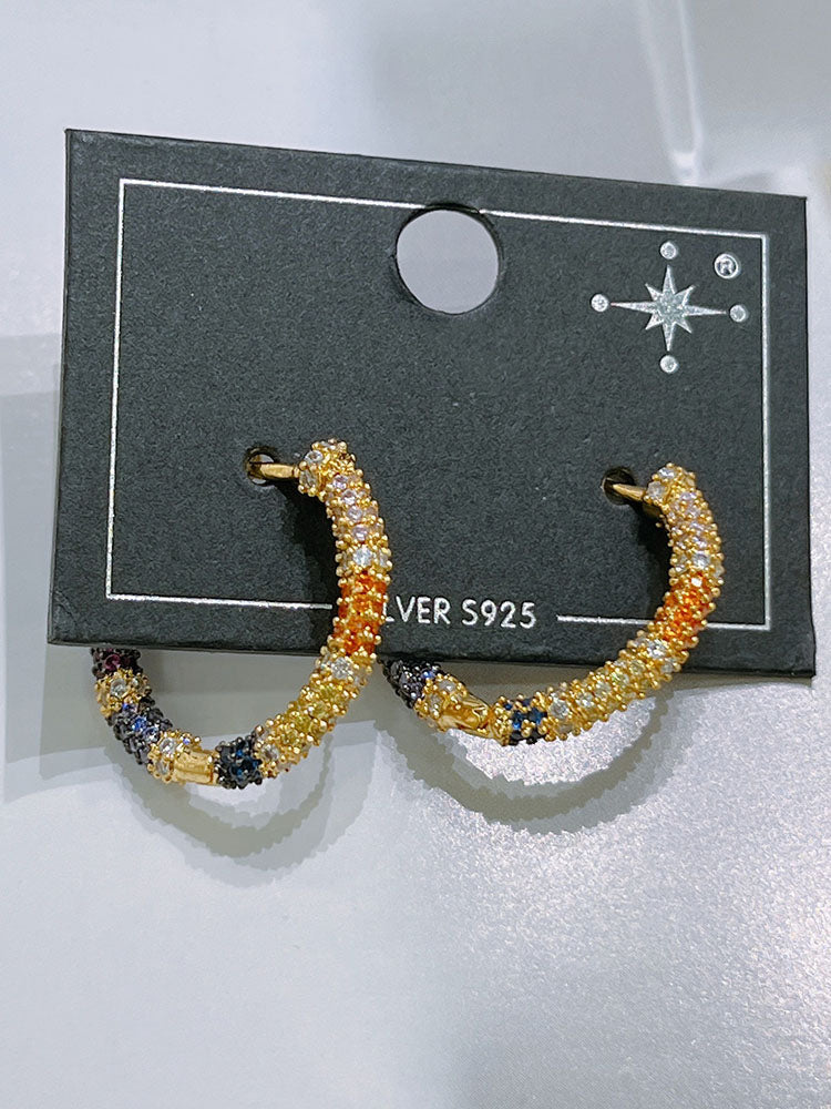 Women's Rainbow Zircon Hoop Earrings