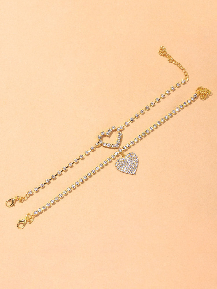 Women's Heart Rhinestone Anklet
