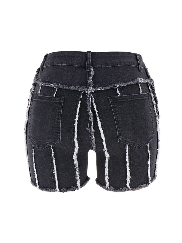 Denim Cropped Jacket Short Set