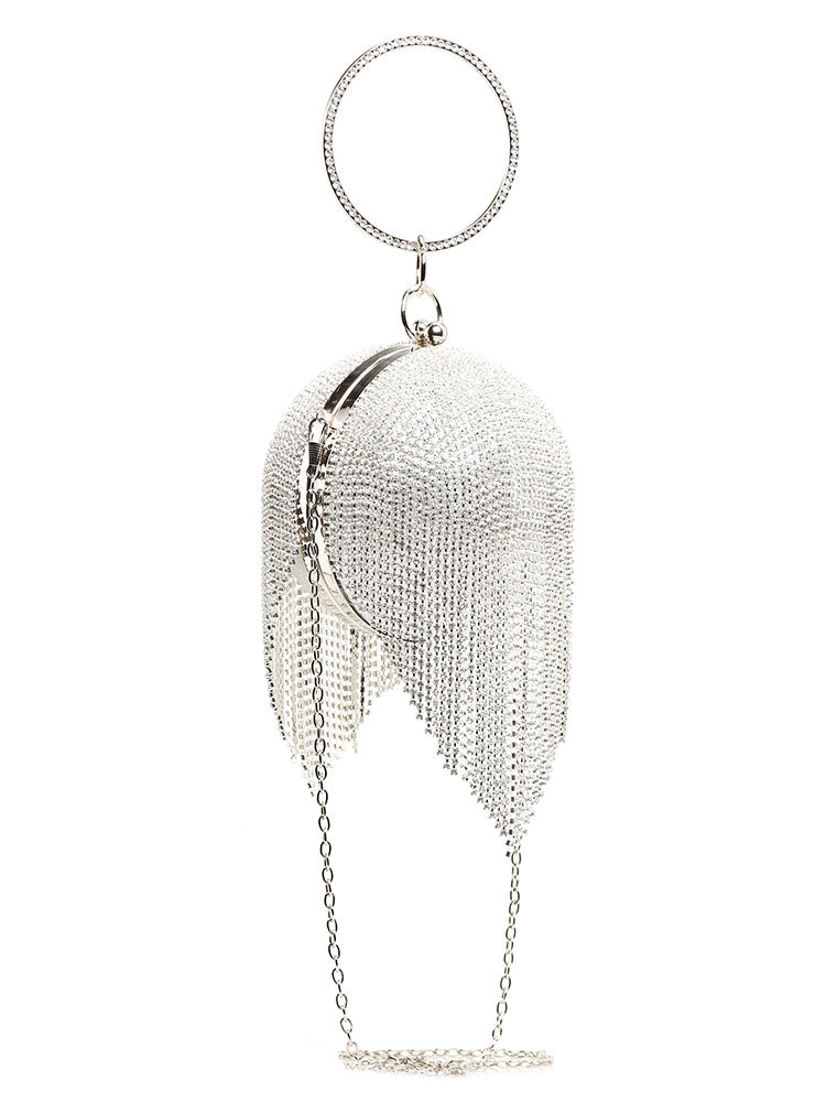 Women's Rhinestone Tassel Evening Clutch