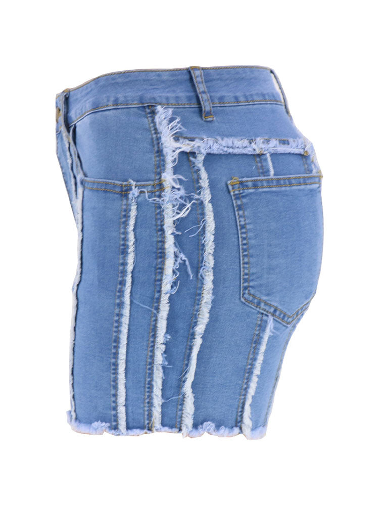 Denim Cropped Jacket Short Set
