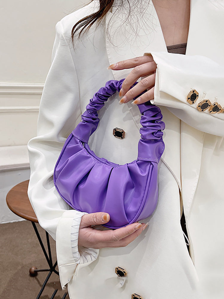 Women's Pleated Solid Color Shoulder Bag