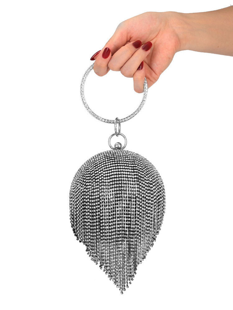 Women's Rhinestone Tassel Evening Clutch