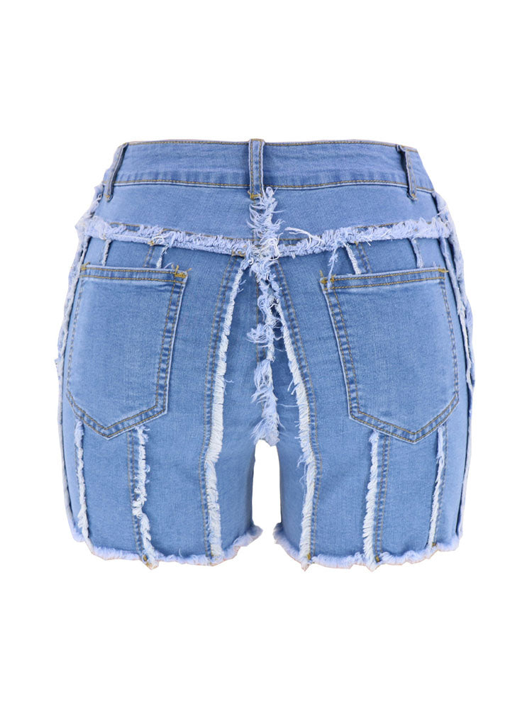 Denim Cropped Jacket Short Set