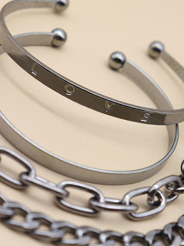 Women's Love Gold 4 Pieces Bracelet Set