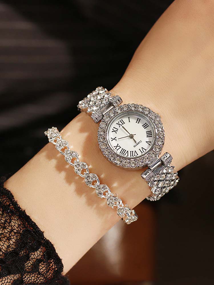 Women's Rhinestone Watches Bracelet Set