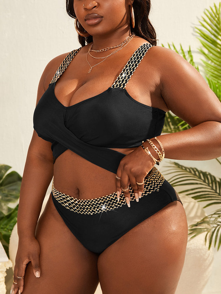 Wrap Cross Tie Back Bikini Swimsuit