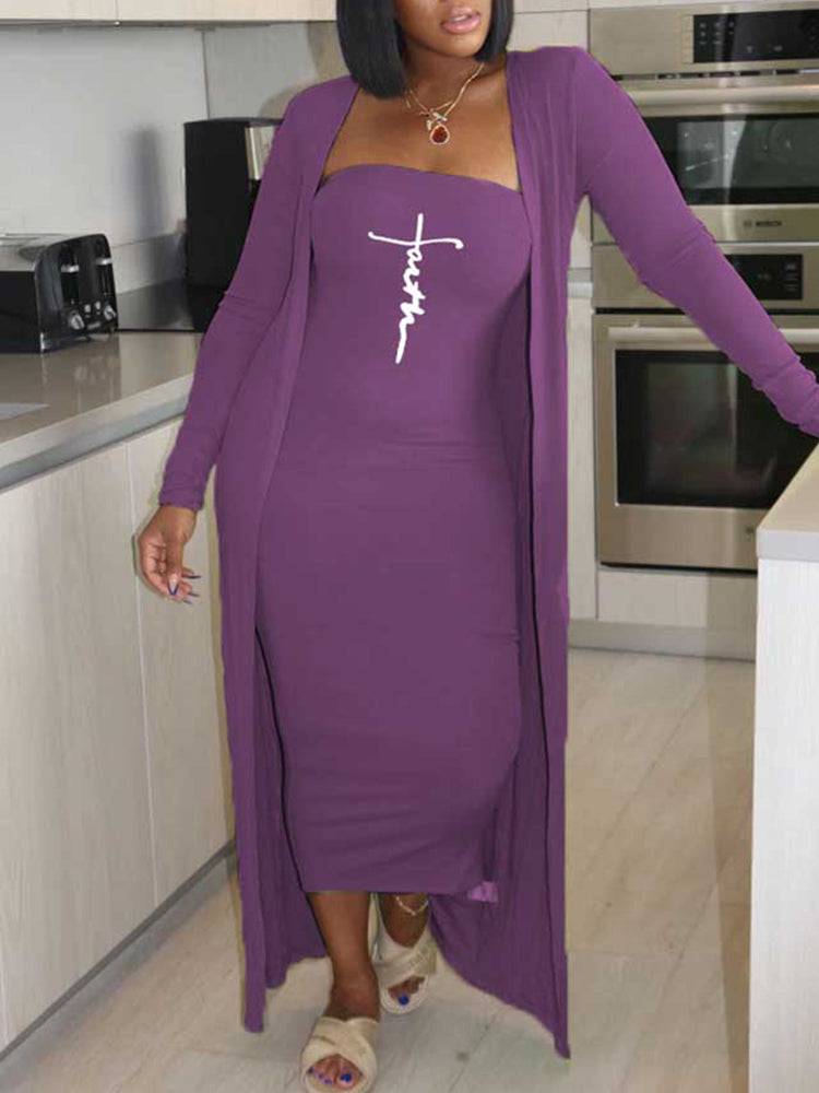 Faith Tube Dress Cardigan Set