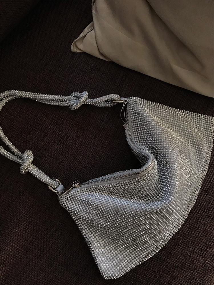 Women's Rhinestone Knotted Zipper Bag