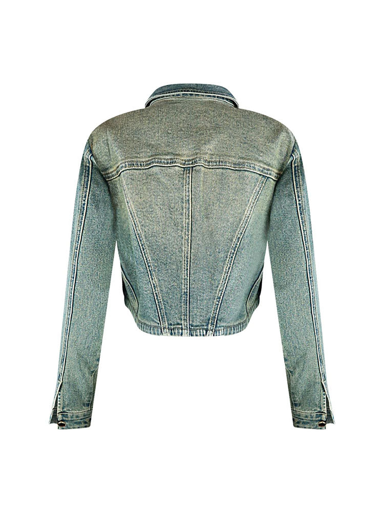 Denim Irregular Jacket Skirt Set