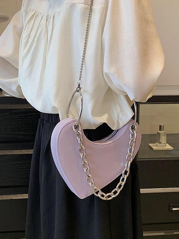 Women's PU Chain Heart Shoulder Bag