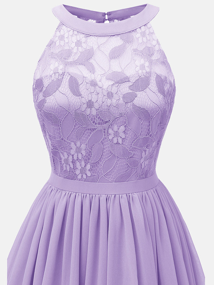 Women's Lace Chiffon Sleeveless Midi Dress