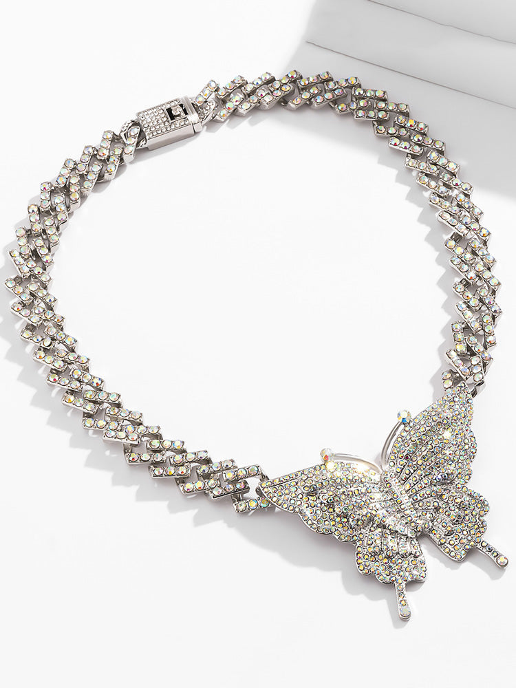 Women's Butterfly Rhinestone Necklace