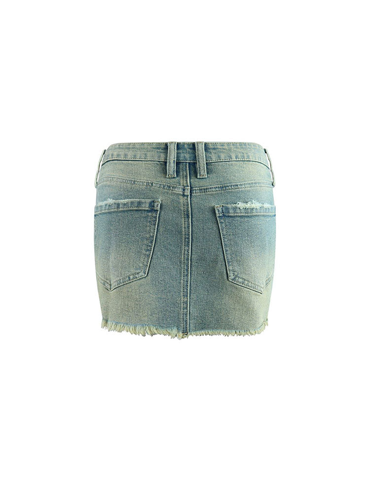Denim Irregular Jacket Skirt Set
