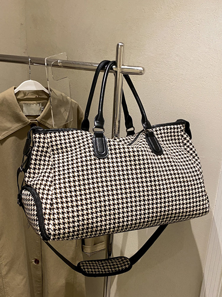 Women's Houndstooth Pattern Duffel Bag