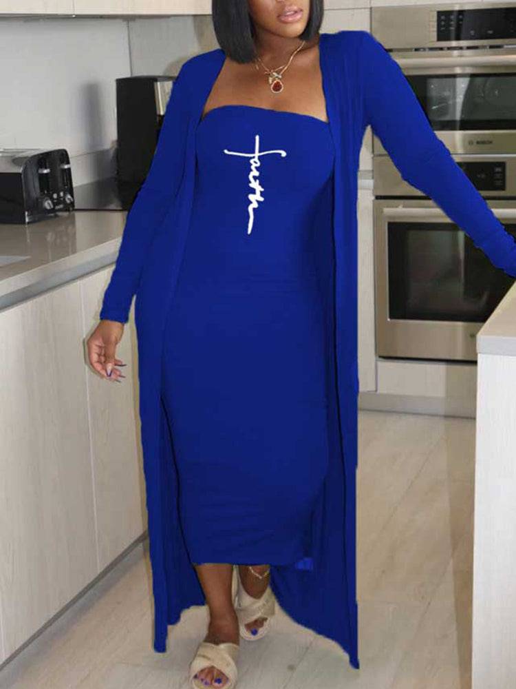 Faith Tube Dress Cardigan Set