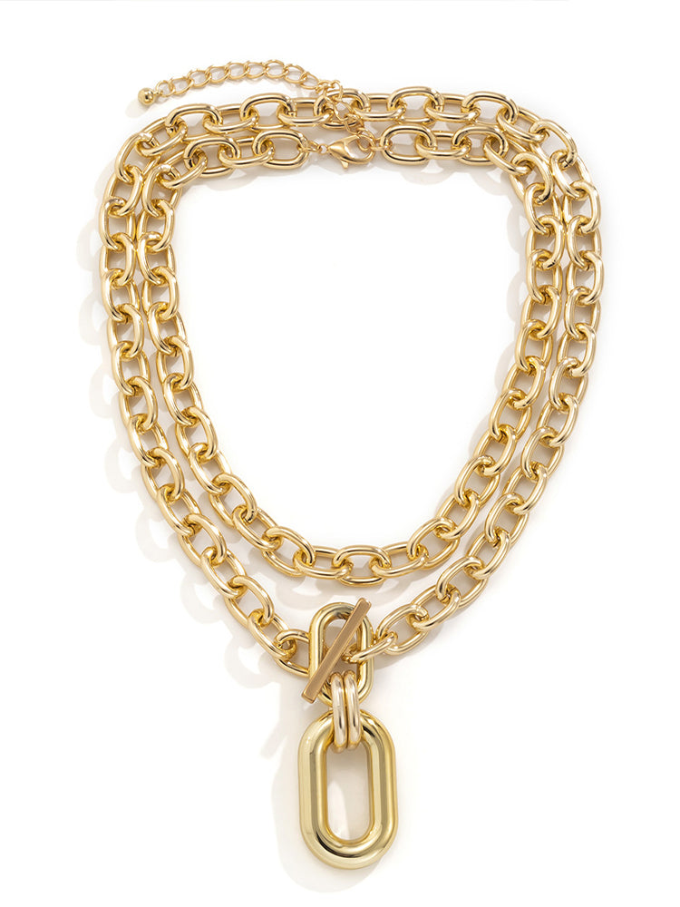 Women's Punk Style Buckle Stacked Necklace