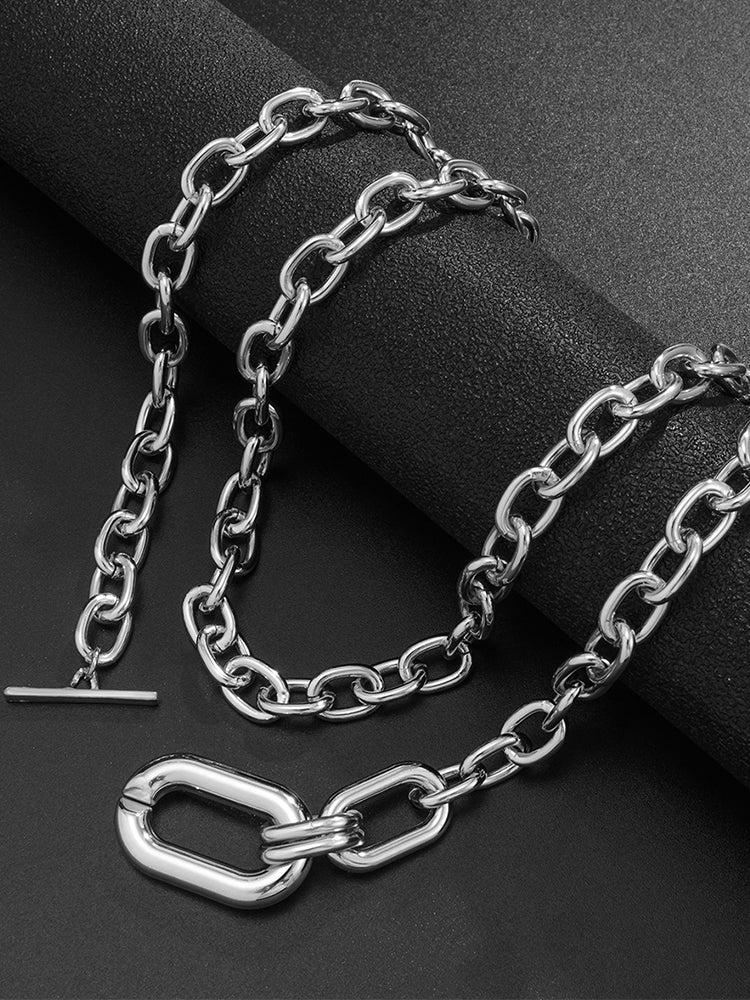 Women's Punk Style Buckle Stacked Necklace