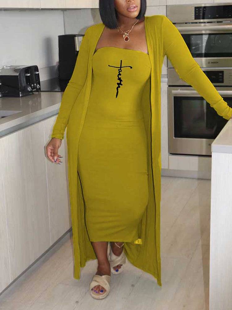 Faith Tube Dress Cardigan Set