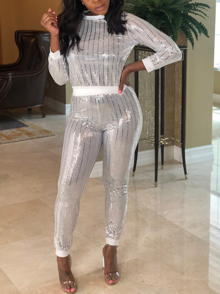 Women's Sequin Long Sleeves Set