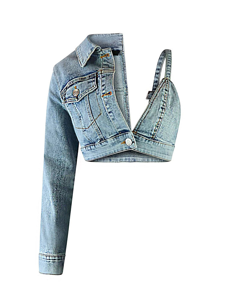Denim Crop Top Skirt Set