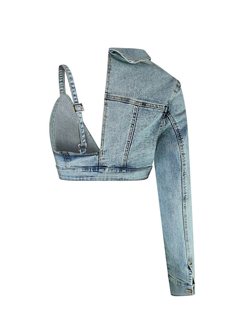 Denim Crop Top Skirt Set