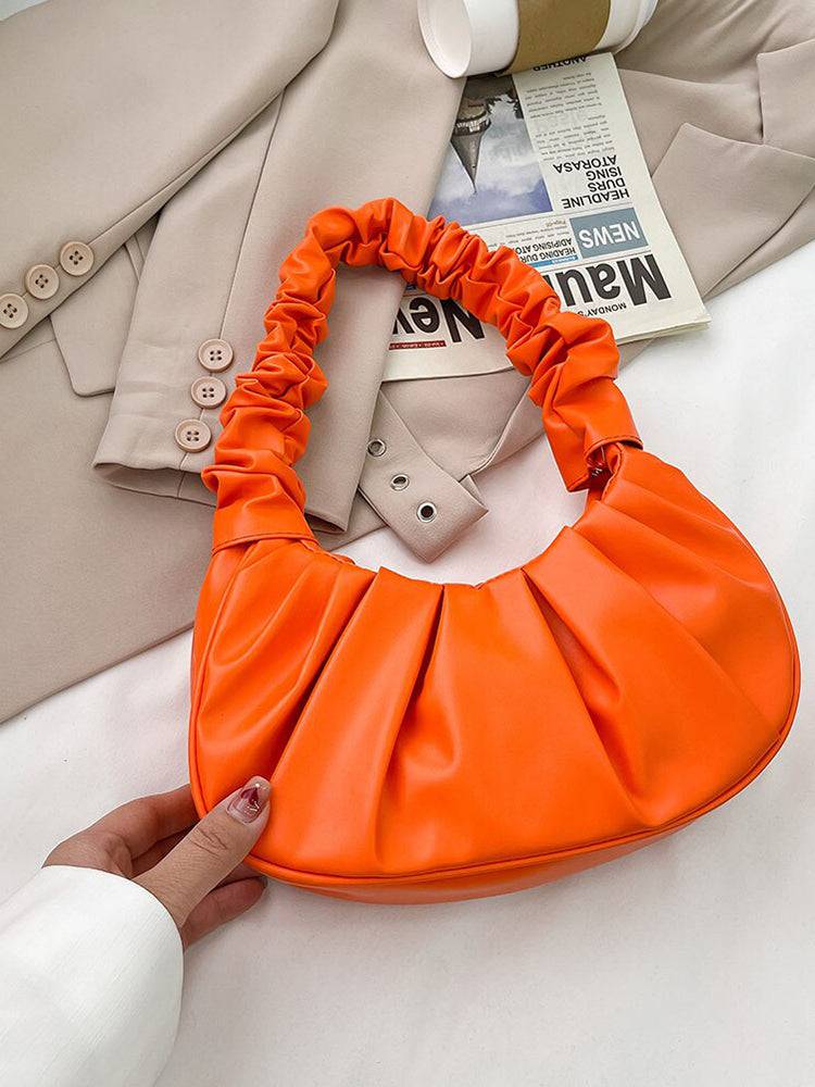 Women's Pleated Solid Color Shoulder Bag