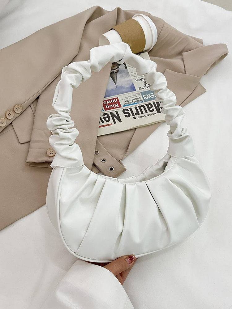 Women's Pleated Solid Color Shoulder Bag