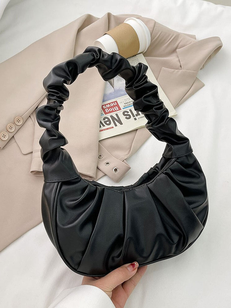 Women's Pleated Solid Color Shoulder Bag