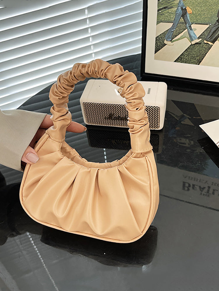 Women's Pleated Solid Color Shoulder Bag