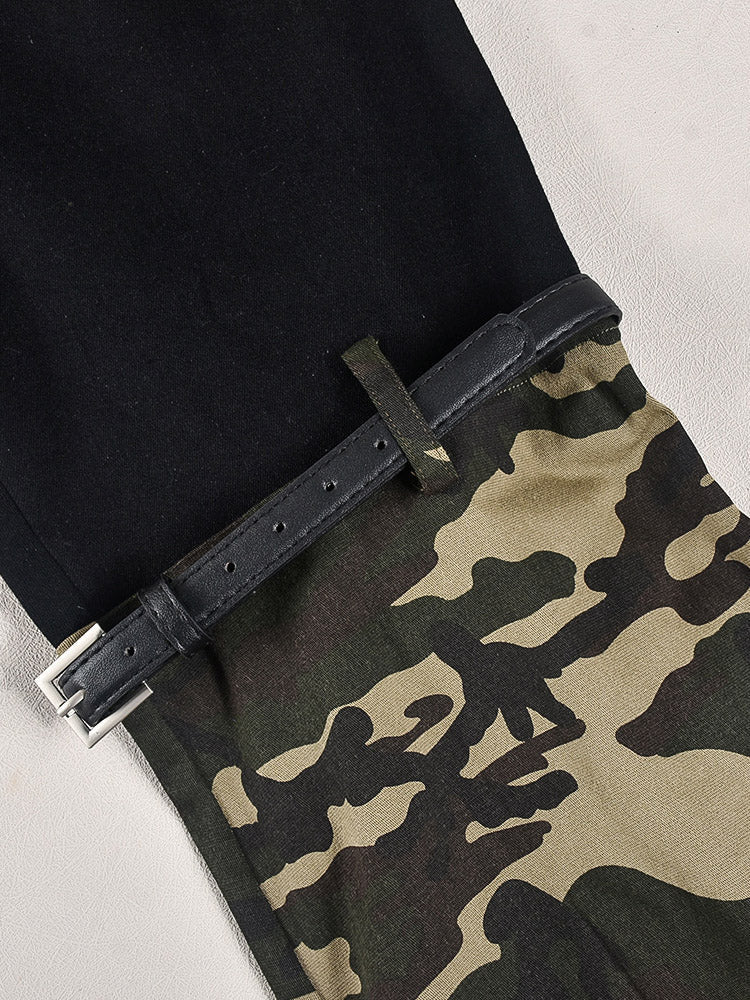 Camouflage Jacket Pants Denim Set