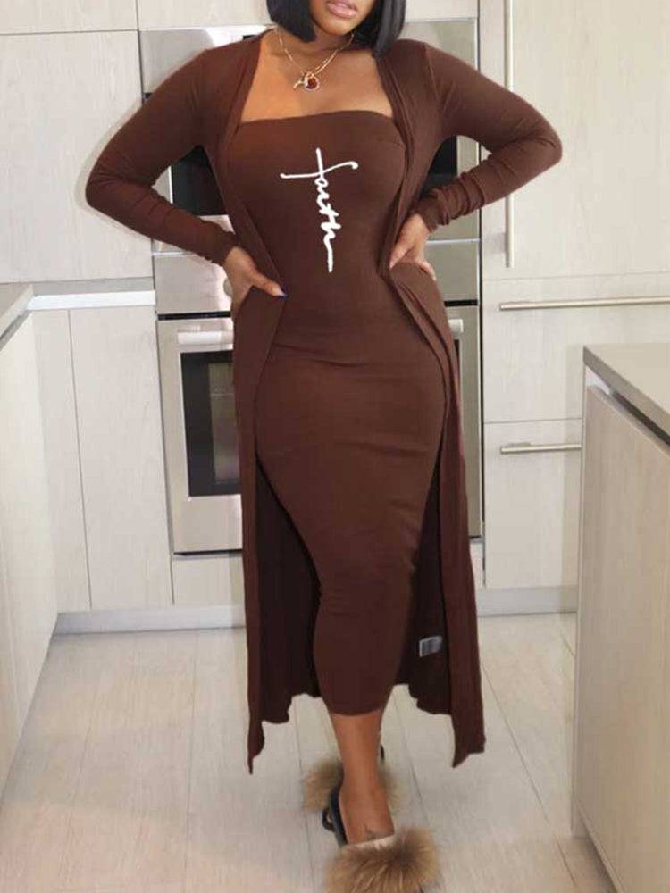 Faith Tube Dress Cardigan Set