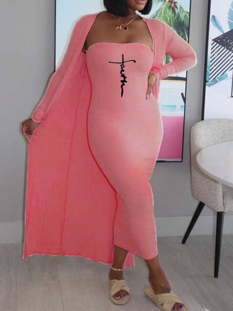 Faith Tube Dress Cardigan Set