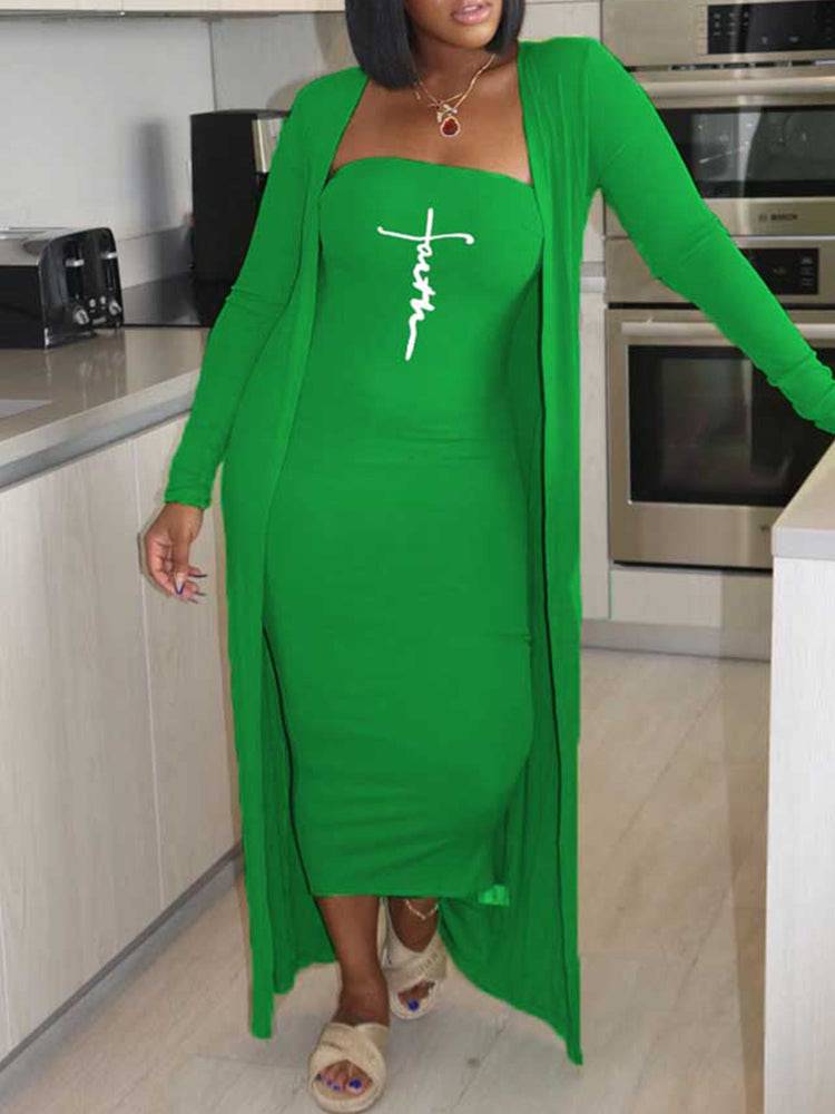 Faith Tube Dress Cardigan Set