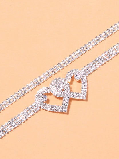 Women's Heart Rhinestone Anklet