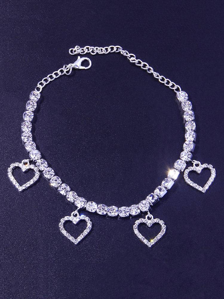 Women's Heart Rhinestone Anklet