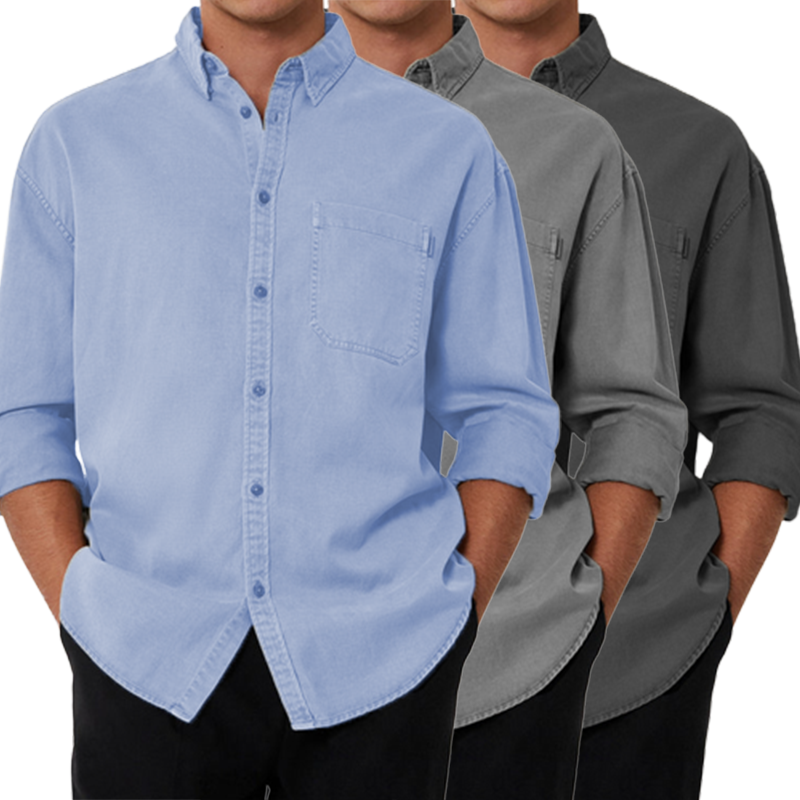 Men's Cotton Basic Cotton Long Sleeve Shirt