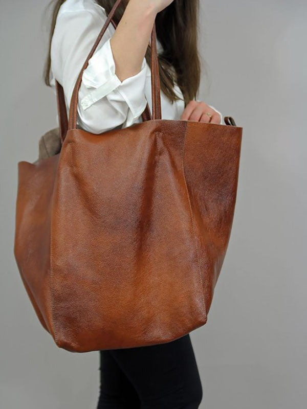 Women's Large Capacity Leather Tote Bag