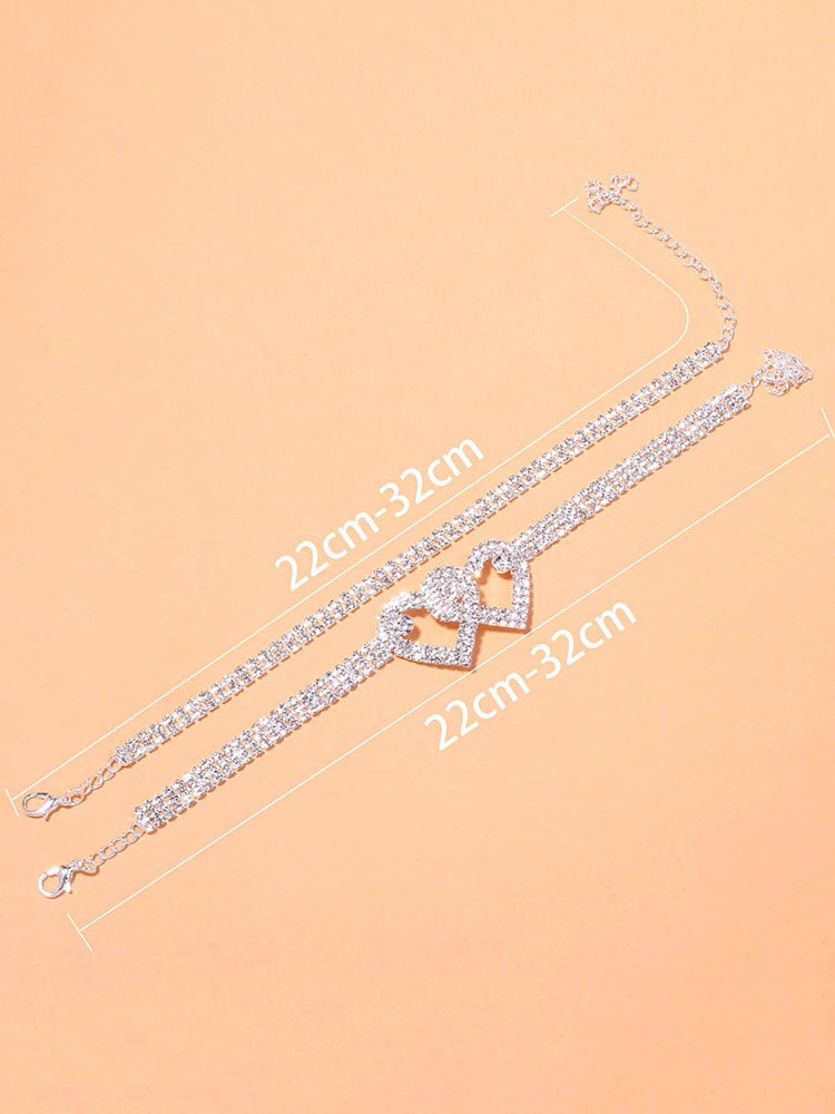 Women's Heart Rhinestone Anklet