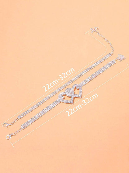 Women's Heart Rhinestone Anklet