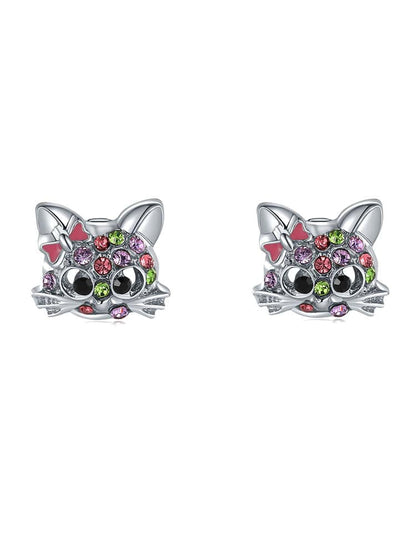 Women's Crystal Rainbow Cat Jewelry Set