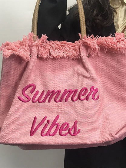 Women's Summer Vibe Tassel Tote Bag