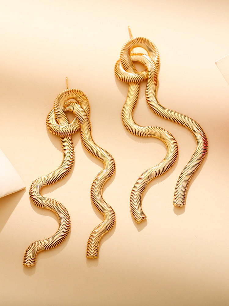 Women's Snake Bone Chain Knot Earrings