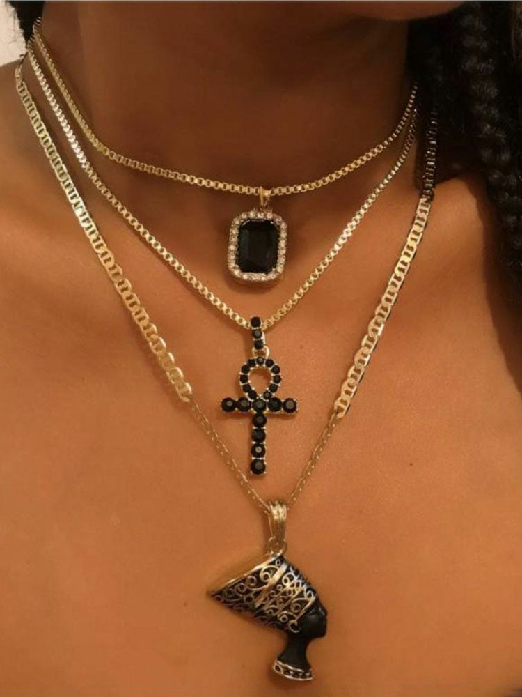 Women's Cross Head Multilayer Necklace