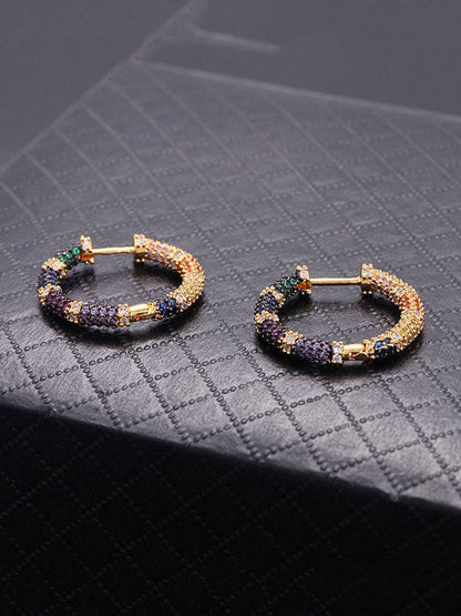 Women's Rainbow Zircon Hoop Earrings