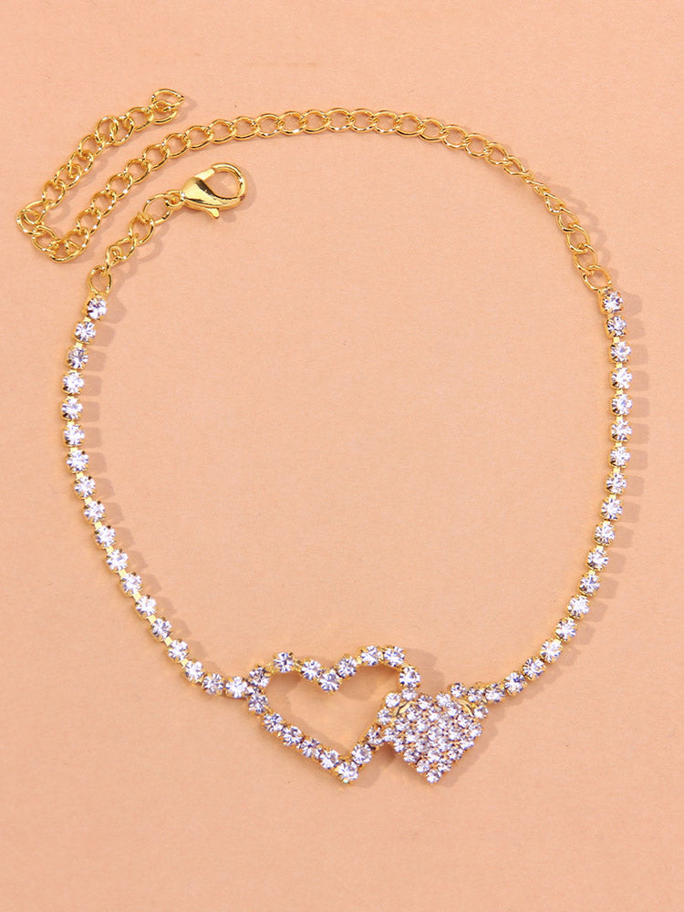 Women's Heart Rhinestone Anklet