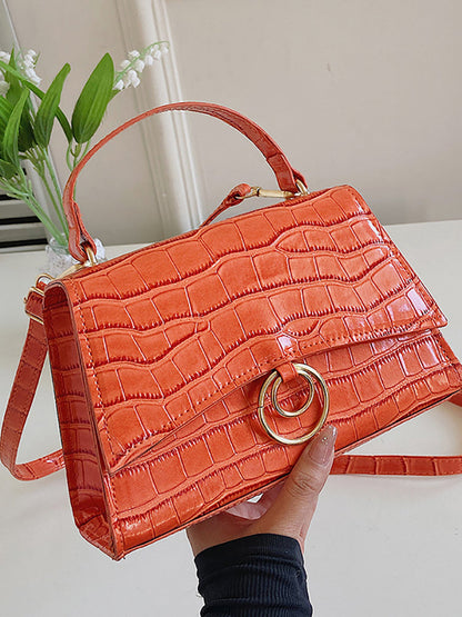 Women's Crocodile Embossed Satchel Square Bag